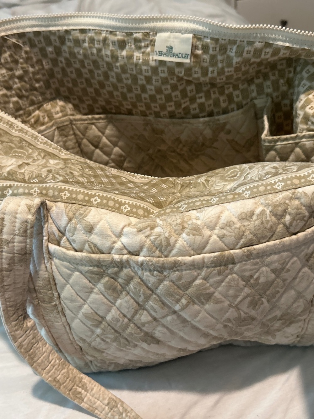 Vera Bradley Quilted Tote in Beige Floral Pattern